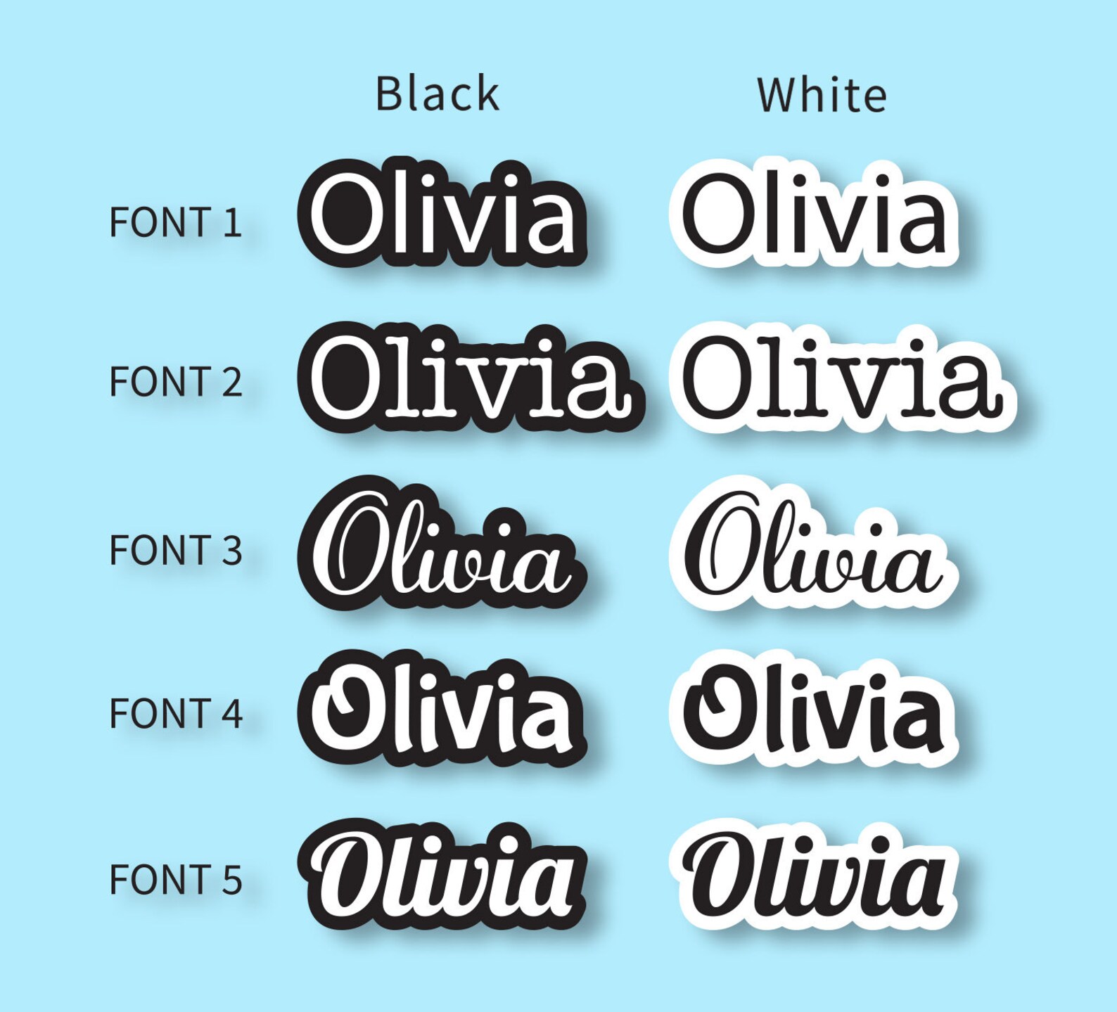 Custom Name Stickers Black or White Name Decals and Stickers Etsy