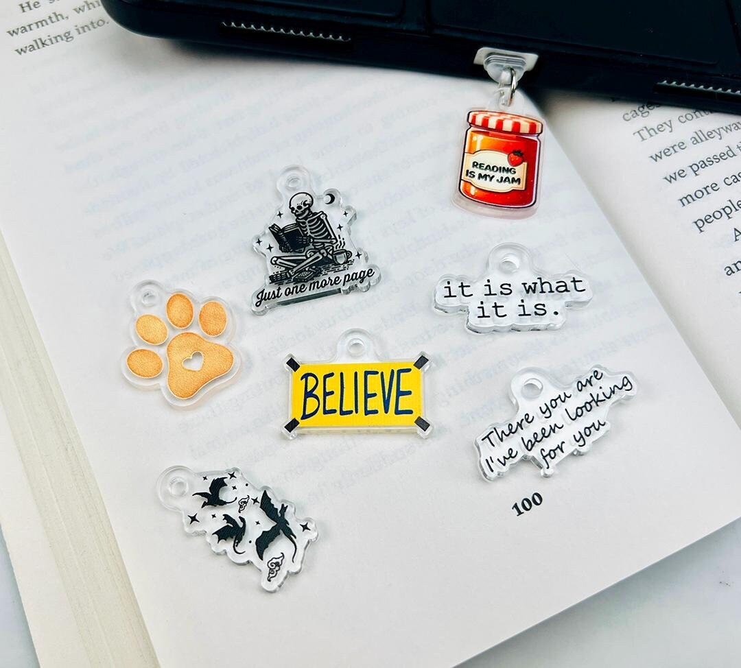 Kindle Charm, Phone Charm, USB Charm, Kindle Accessories, Phone Accessories, Mini Keychain Charm, Bookish Merch, Bookish Gifts, Dust Plug