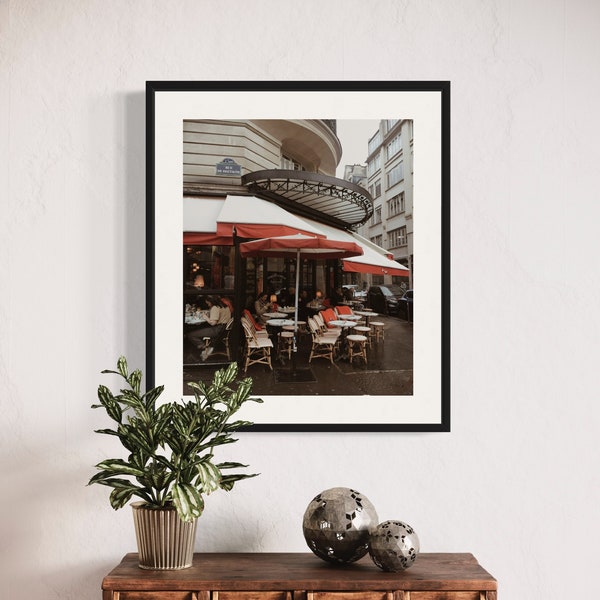 Art Print of Paris Sidewalk Cafe Photography | French Bistro , Paris Photo Art, French Cafe Art, Paris Kitchen Art, Moody Travel Photo