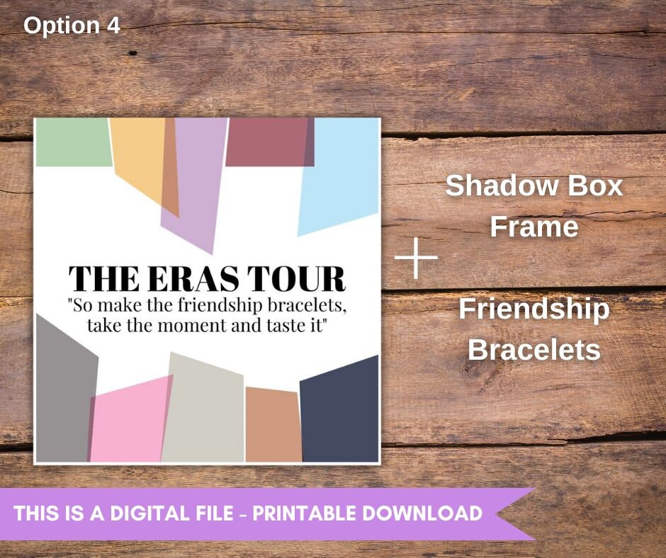 Eras Tour Shadow Box Printable Background, Friendship Bracelet Display, Taylor Inspired Merch