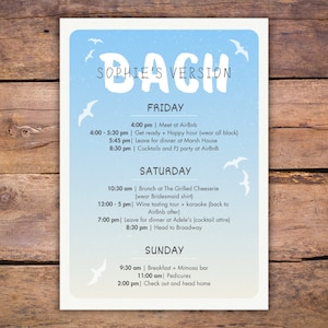 Editable Itinerary 1989 Taylor Inspired Bachelorette Party Template,  Swiftie Bachelorette Party, 1989 Era Swiftie Party Favor, Print Favor