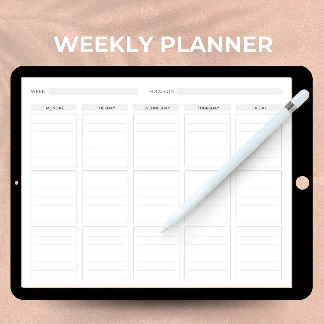 Week Blocks Monday Weekly Planner Landscape Monday to Friday Time Blocks - Etsy
