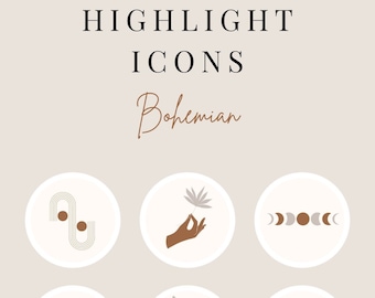 9 Bohemian Neutral Instagram Story Highlight Covers, Abstract Boho Highlight Covers, Neutral Brown Highlight Icon, Boho Story Covers