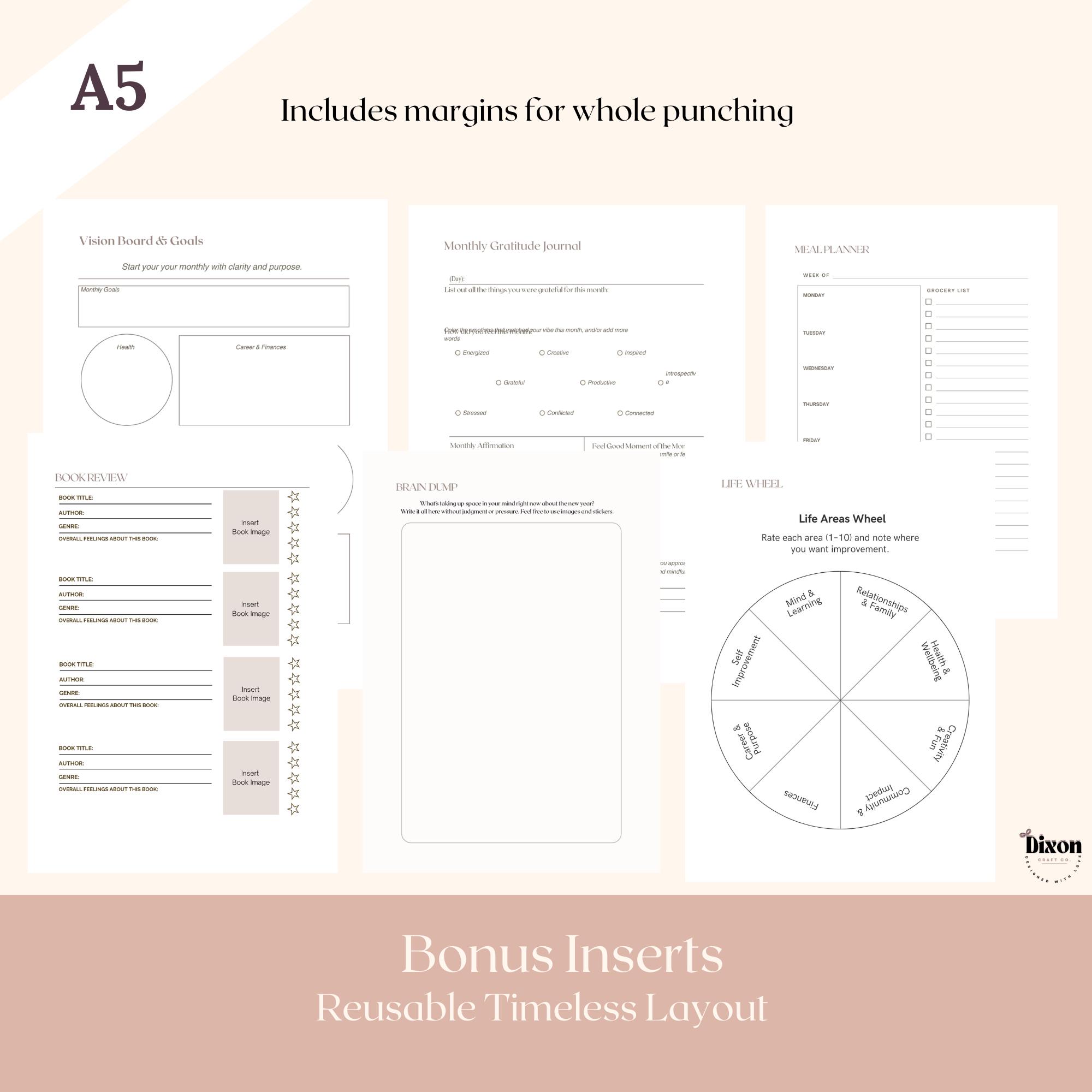 A5 Lifestyle Planner Inserts Bundle – Printable Planner Pages | Instant ...