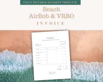 Modèle de facture VRBO Airbnb Beach (Canva)