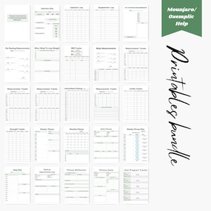 Peut inclure: Un lot de 18 trackers et journaux d'entra&icirc;nement imprimables pour suivre la perte de poids, les objectifs de remise en forme et les progr&egrave;s. Les trackers comprennent des sections pour le jour de l'injection, le journal des suppl&eacute;ments, les mesures corporelles, le je&ucirc;ne intermittent, la forme physique hebdomadaire, la forme physique mensuelle, la forme physique quotidienne, les objectifs de remise en forme et le suivi des progr&egrave;s.