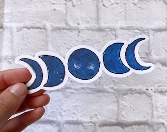 Moon Goddess Sticker, Phases of the Moon Blue Vinyl Sticker, Luna Sticker, Moon Decal, Mythology Greek Vinyl Stickers, Ancient Rome Sticker