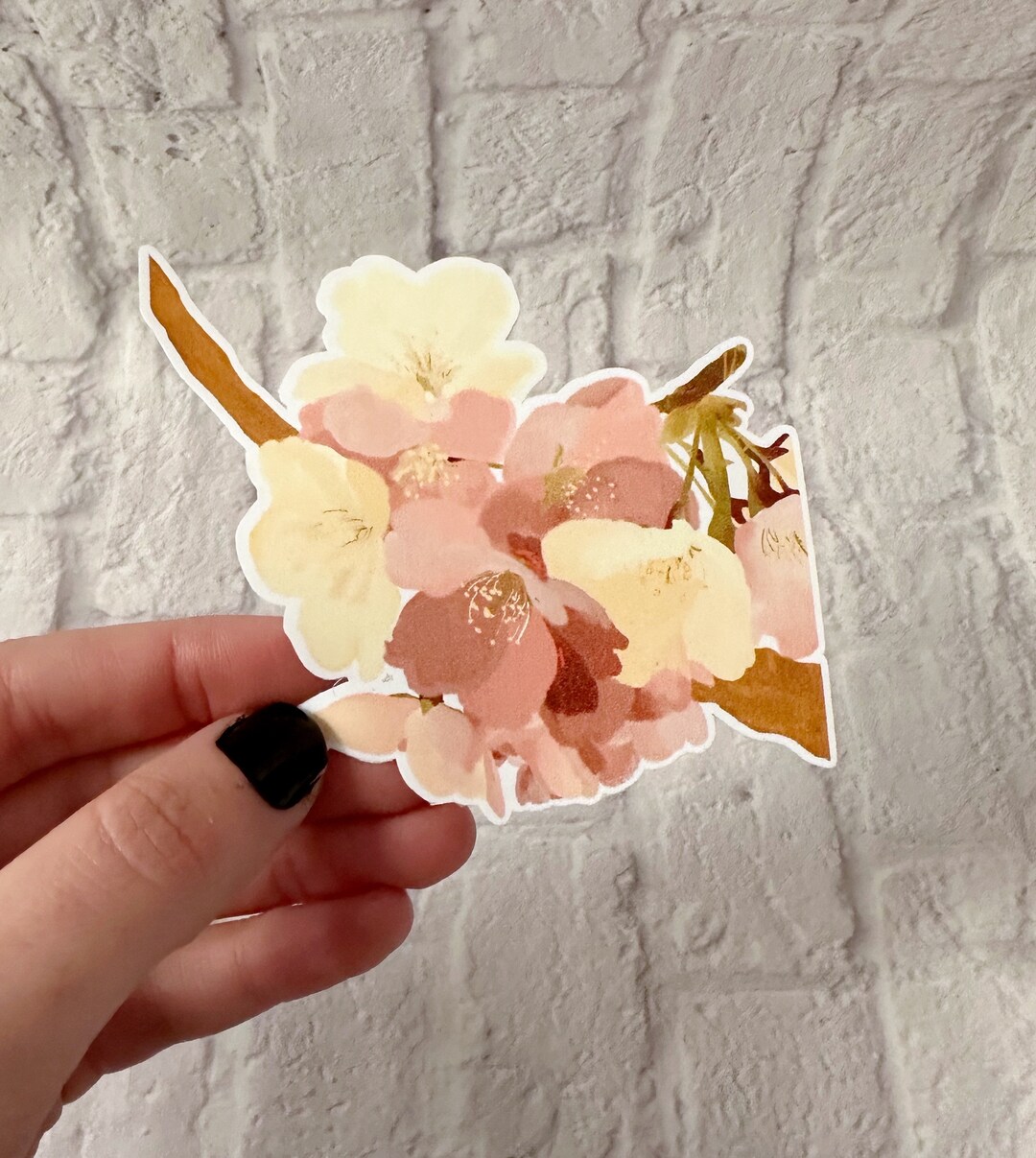 Cherry Blossom Stickers,handmade Floral Decal for Spring Decor, Bright ...