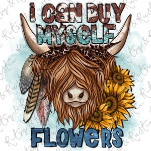 Puedo comprarme flores vaca - Sublimación Diseño Descargas - PNG Imprimir archivo para sublimación o imprimir - Descarga digital