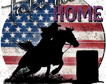 Barrel Racer Sunset RWB - Descargas de diseño de sublimación - Archivo de impresión PNG para sublimación o impresión - Descarga digital - Archivo digital