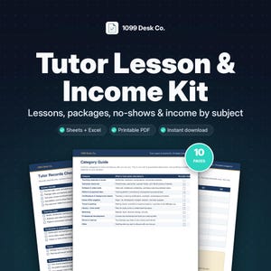 Tutor Business Tracker Spreadsheet | Lesson Log, Package Balances, No-Shows, Platform Income + Tax Set-Aside