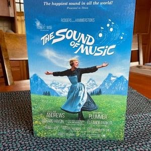 The Sound Of Music Movie Poster Handmade On Pine Wood With Beautiful Image Of Julie Andrews