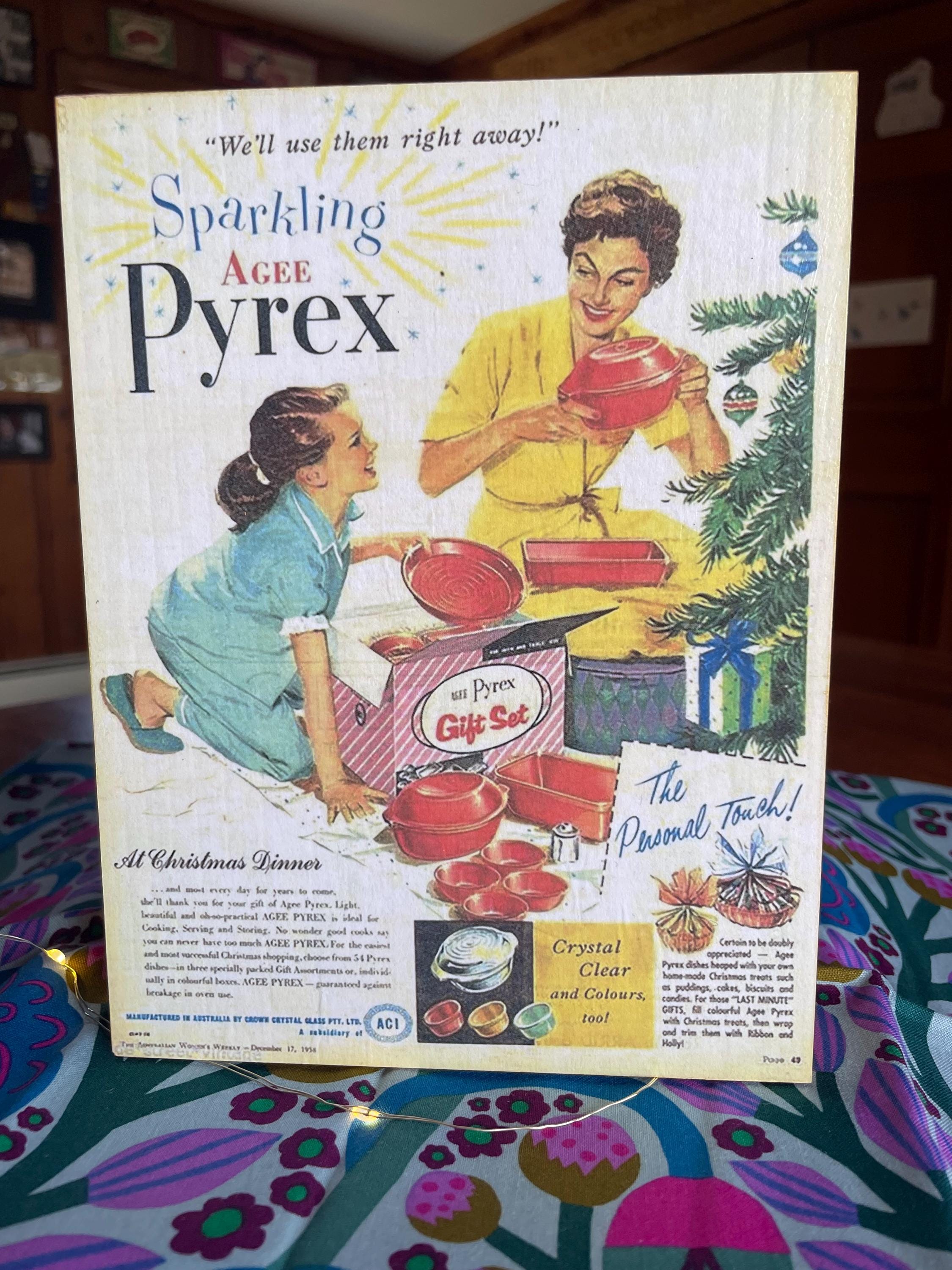 Vintage Christmas Pyrex Ad on Pine Wood, Handmade - Etsy