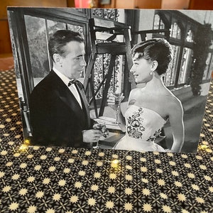 Audrey Hepburn And Humphrey Bogart Beautiful Image From &quot;Sabrina&quot; movie Handmade On Pine Wood