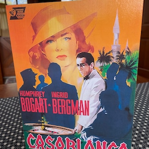 Classic Casablanca Movie Poster Handmade On Pine Wood