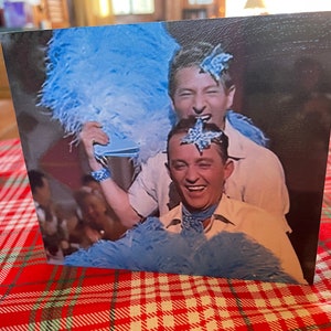 Scene From White Christmas Movie With Danny Kaye And Bing Crosby With Their Fans Performing Sister&#39;s Number Handmade On Pine Wood