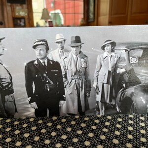 Striking Image From Casablanca Movie Handmade On Pine Wood With Humphrey Bogart And Ingrid Bergman