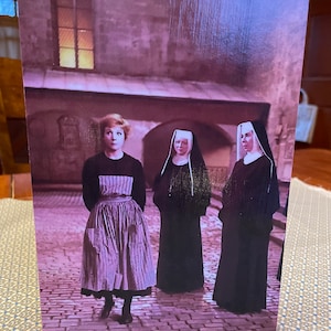 Sound Of Music Movie Scene With julie Andrews In The Abbey With The Nuns Image On Pine Wood