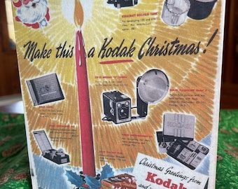 A Handmade Vintage Kodak Christmas Commercial On Pine Wood