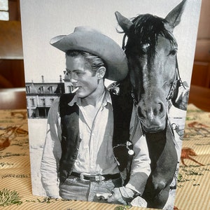Iconic Image Of James Dean With Horse On Set Of &quot;Giant&quot; Movie Handmade On Pine Wood