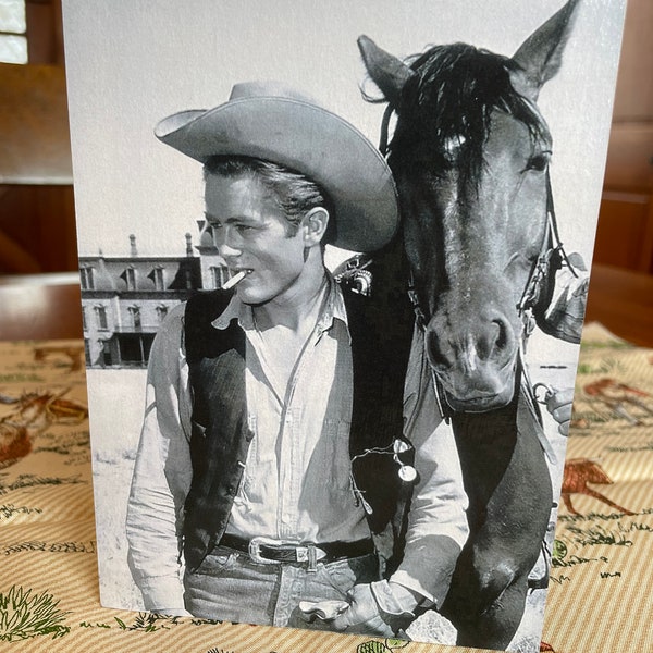 Iconic Image Of James Dean With Horse On Set Of "Giant" Movie Handmade On Pine Wood