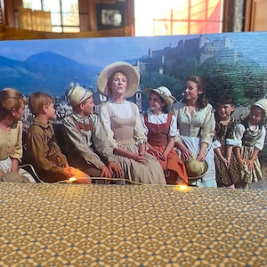 Sound Of Music Scene With Maria And Children On Stone Wall Handmade On Pine Wood