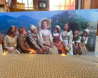 Sound Of Music Scene With Maria And Children On Stone Wall Handmade On Pine Wood