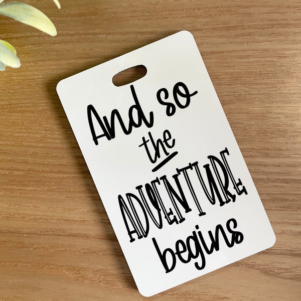 And So the Adventure Begins SVG, Luggage Tag Cut Files, Bag Tag Sublimation Download, Luggage Tag SVG Sublimation, Luggage Tag Designs
