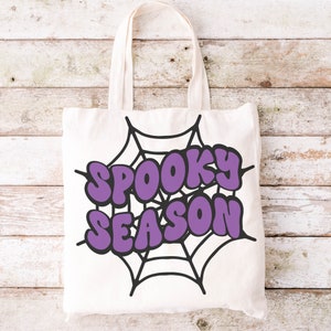 Spooky Season SVG, Fall Tote Bag SVG, Spider Web svg, Spooky Season Sweatshirt, Trick or Treat svg, Trick or Treat Bag, Halloween Candy Bag