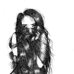 Don&#39;t Touch It, Don&#39;t Look At It - Tusche Illustration - Gothic Kunstdruck - Wohnkultur 5x7