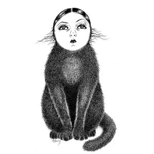 Cat Lady gothic home decor cat art print black cat art 5x7 image 2