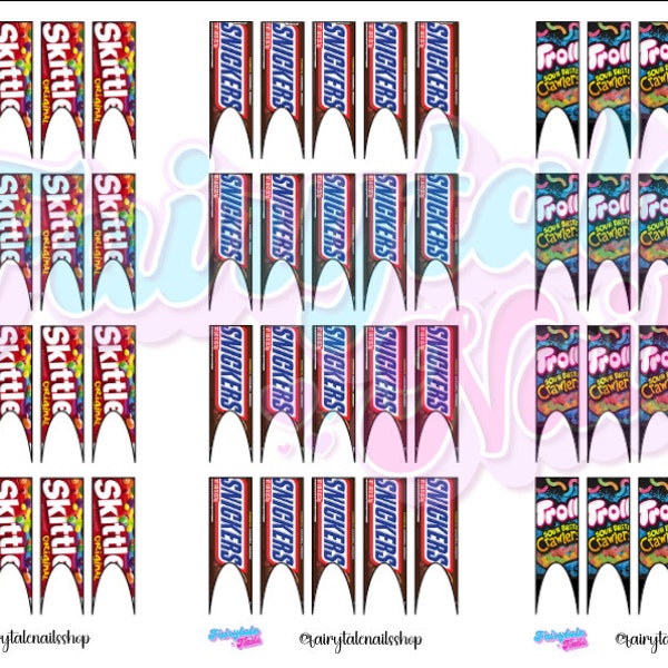 Sweetz 4 Da Sweet French Tip 30-40MM Candy Waterslide Nail Decals Fits 1-3XL Nail Tips Full & Half Cover-Great For Acrylic or Press-On Nails
