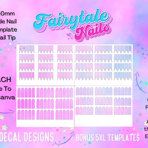 Waterslide Nail Decal Templates FrenchTIp & Square Tip + Bonus 5XL Decal Template