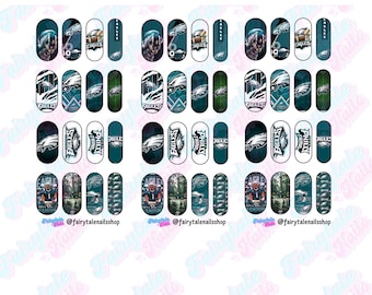 Philadelphia Eagles -Waterslide Nail Decals 30MM Standard Medium Length Nails