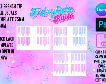 NEW!!! Waterslide Nail Decal Templates 5XL FrenchTip-70mm Decal Template