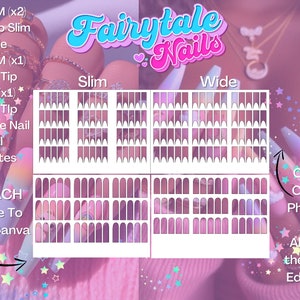 Waterslide Nail Decal Templates FrenchTIp & Square Tip + Bonus 5XL Decal Template