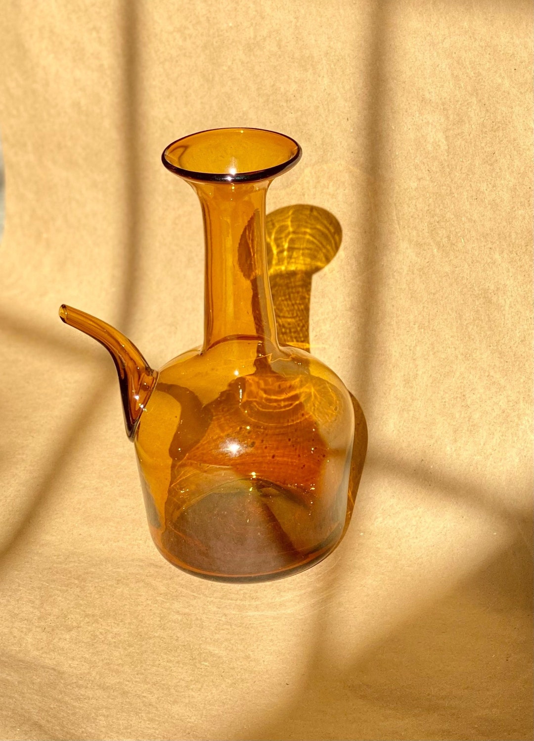 Vintage/mcm Amber Decanter/hand Blown From France Etsy