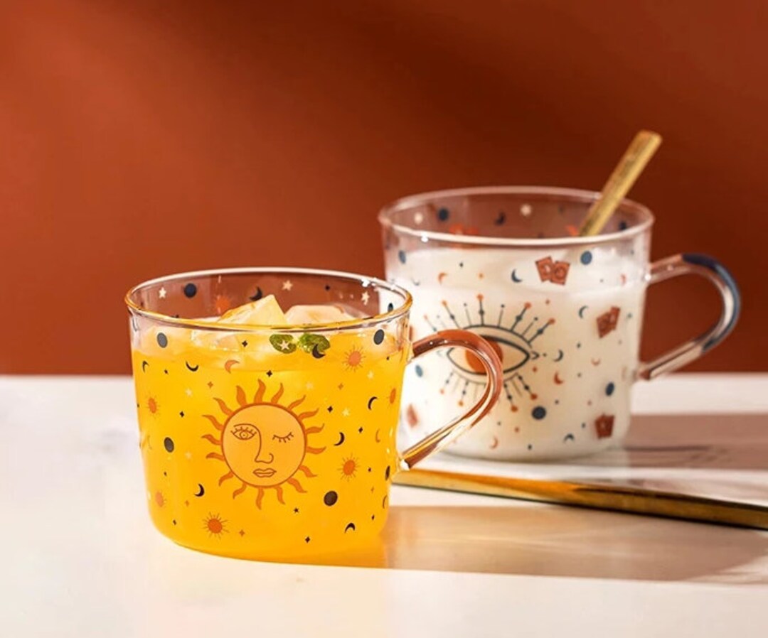 Beautiful Glass Coffee Tea Cups Mugs Two Designs Evil Eye Etsy UK