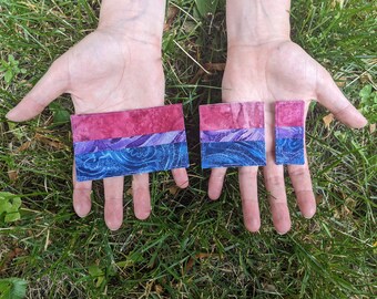 Bisexual Pride Patch / Iron-on / Decorative Quilted Fabric Patch/Sticker