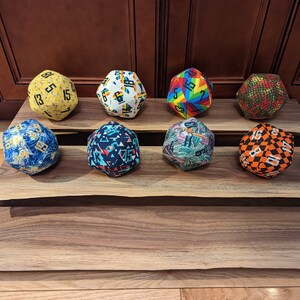 d20 / Starry Night pattern / 5 oversized fabric DnD polyhedral die image 3