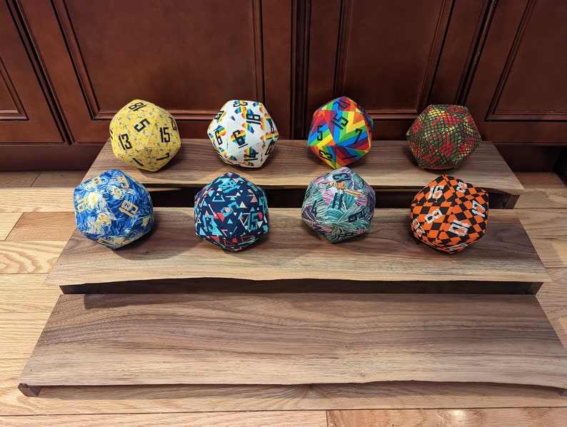 d20 / Starry Night pattern / 5 oversized fabric DnD polyhedral die image 3