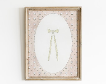 Printable Pink Bow Wall Art, Watercolor Bow, Nursery Wall Art, Pink Bow Wall Art, Bow Aesthetic, Girl's Room Decor, Digital Download