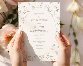 Pink Floral Bridal Shower Invitation Template, Vintage Invitation, Custom Invitation, Printable Bridal