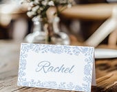Light Blue Place Card Template, Printable Wedding Place Cards, Floral Wedding Table Decor, Beach Wedding, Fall Wedding, Printable Place Card