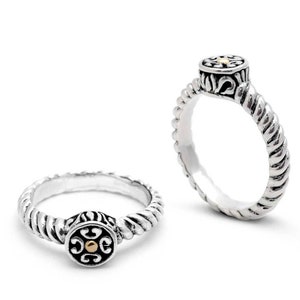 Silver/18K  Yellow Gold Cable and Bali Motif Design