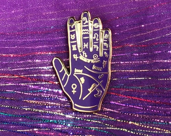 Glow-in-the-dark palmistry pin