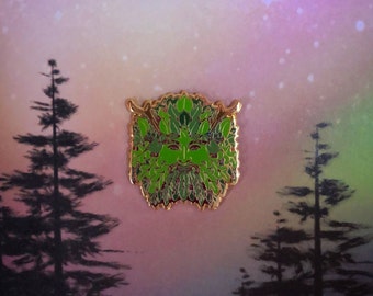 Holly King Green Man enamel pin