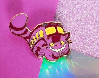 Cheshire Cat Bus glow-in-the-dark enamel pin