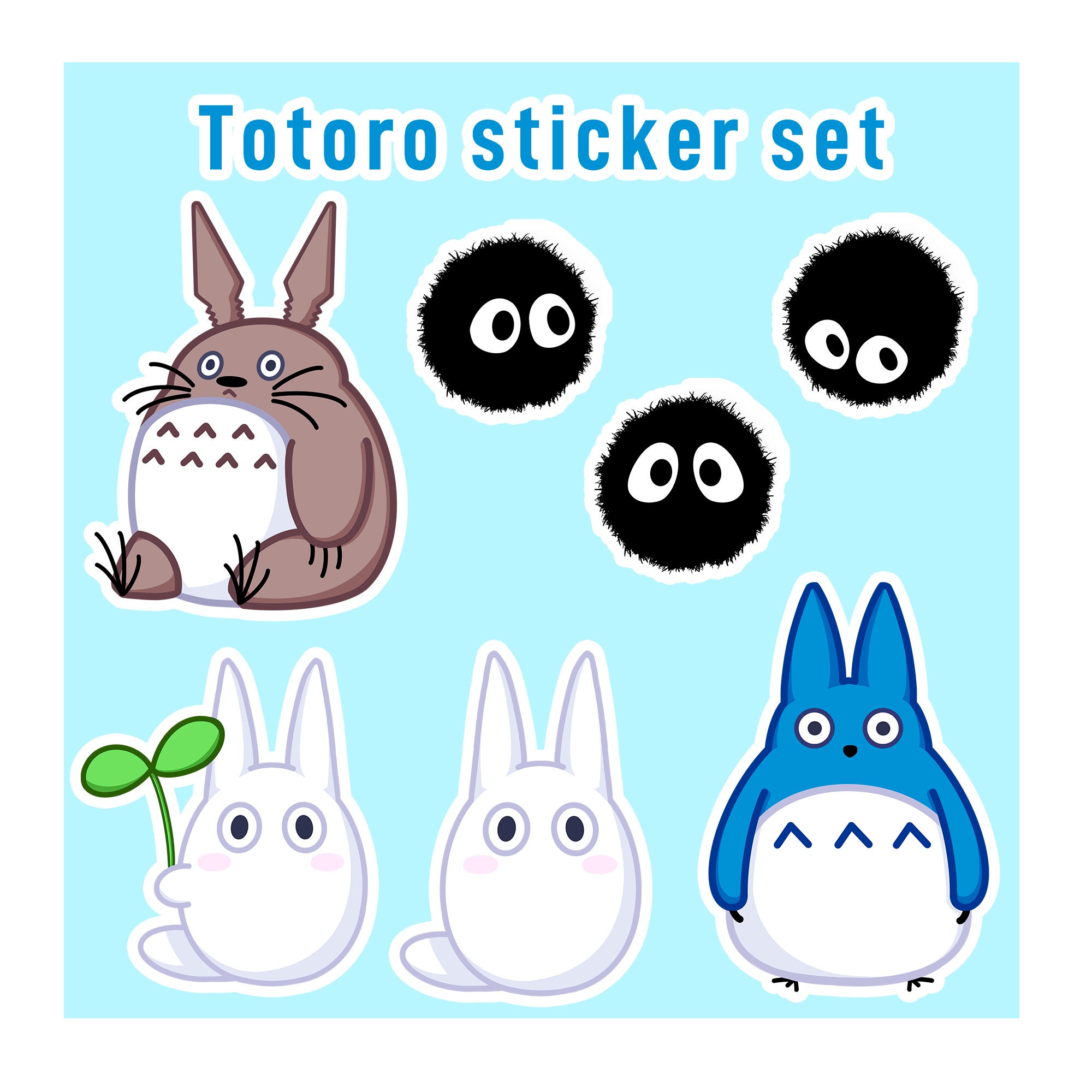 Totoro Sticker Pack Sticker Set 7 Units Spirits Studio Ghibli Etsy