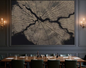 Tree Ring Wallpaper, Neutral Wood Grain Wall Mural, Black Beige Nature Peel and Stick Removable Wallpaper or Non-Woven Wallpaper